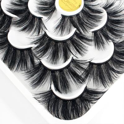 China Double 3D Layered 10 Pairs Thick False Lashes 3D False Eyelashes Long 25MM Lash Tray Sets for sale