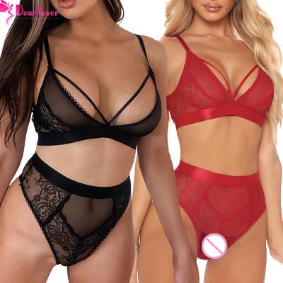 China 2022 new design QUICK DRY private label women lingerie bra and briefs sets high quality lace up bra panty set for sale