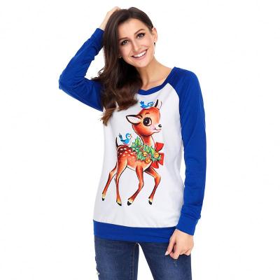 China New Anti Shrink Arrive Wholesale Christmas Reindeer Top Tees And Blue Birds Long Sleeve for sale