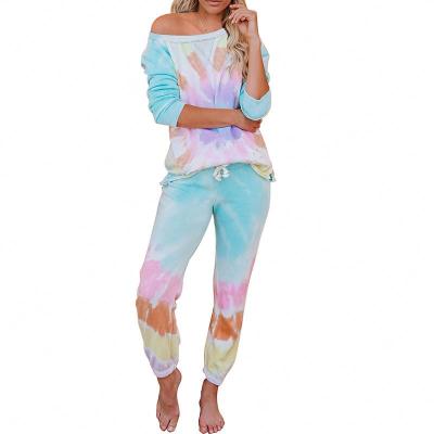 China Summer Popular QUICK DRY Customized Casual Pocket Tie Dye Loungewear Women Adult Onesie Pajamas Set for sale