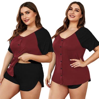 China Wholesale QUICK DRY Women's Plus Size Short Sleeves Pajama Sets 2 Piece Loungewear Set for sale