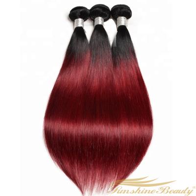 China High Quality Cheap Peruvian Straight Virgin Hair Ombre 2Tone Color T1B/99J Straight Body Wave Hair Bundles for sale