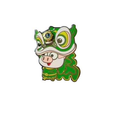 China Custom Aluminum Pig Zodiac Badge Die Cast Metal Engraved Logo Badge for sale