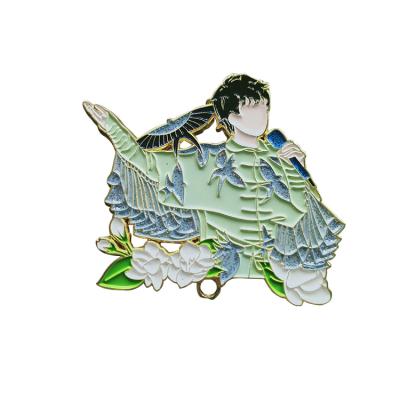 China Custom Aluminum Animation Character Singing Metal Pin Badge for sale