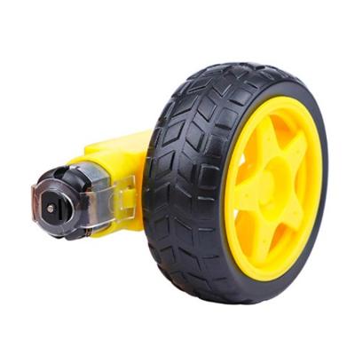 China Totally Enclosed Yellow Mini DC Motor 6v 130 Speed ​​Motor With Wheel For DIY Smart Car for sale