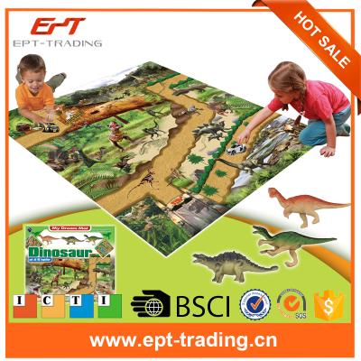 China Funny Toy New Educational Design Cartoon Rainforest Baby Mat Baby Play Gym Mat With Ten Dinosaur Toys For Sale for sale