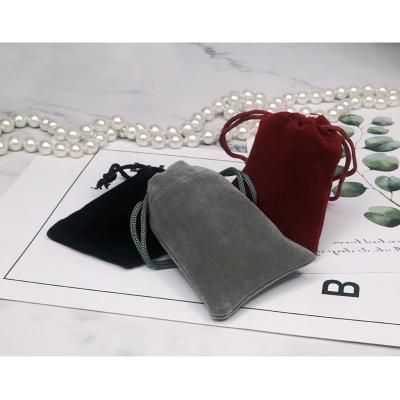 China Gray Black Custom Logo Drawstring Jewelry Packaging Bag Red Jewelry Pouch Newest Small Single Velvet Wholesale Simple for sale