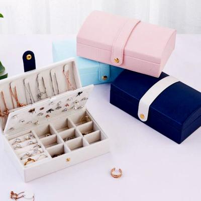 China 2021 Hot Selling Jewelry Package Jewelry Organizer Box Multicolor Travel Leather Jewelry Case Portable PU Ring Box for sale