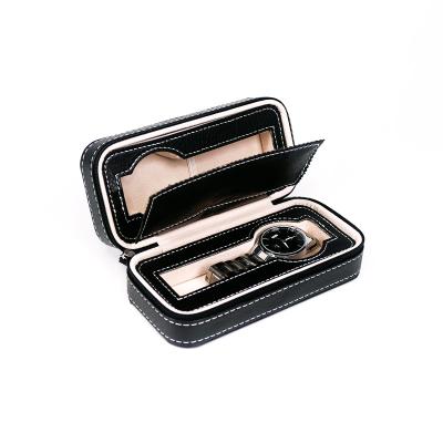 China Morden New Product Luxury Black PU Multi-bit Watch Organizer Box Jewelery Wrist Watch Boxes Or Cases With Custom Logo for sale