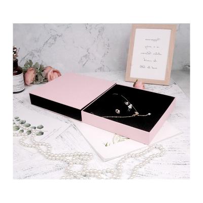 China Morden New Design Luxury Pink Logo Custom Jewelry Gift Engagement Jewelry Set Box Turn Open Paper Jewelry Box for sale