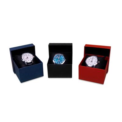 China Morden Wholesale OEM Cheap Cardboard Paper Jewelry Watch Box 3 Colors Logo Custom Jewelry Case With Silk Cotton Pillow for sale