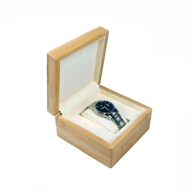 China Watch Packaging Display Customized Jewelry Luxury Bamboo Wooden Watch Box High Quality White Microfiber Lining Jewelry Case for sale