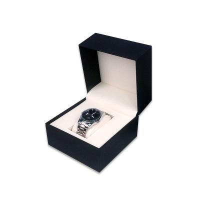 China Popular Luxury Black Specialty Paper Watch Boxes Wrist Watch Smart Cases With PU Leather Pillow for sale