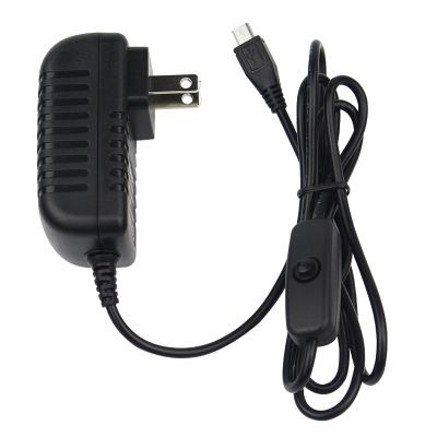 China 5V 3A Micro Power Supply Switch Button USB Interface Power Charger Adapter US EU Plug For Raspberry Pi 3 R3014 for sale