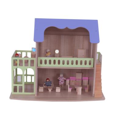 China Diy Handmade Dollhouse Wooden Room Pretend Play Toy Kids Wood Doll House Miniature Wooden Dollhouse for sale