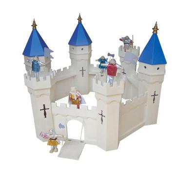 China Six Sides Wooden Roof Educational Blue Modes And Beautiful Toy Castle for sale