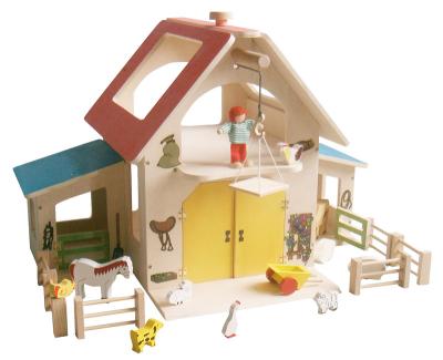 China New Design Handmade Country Farm Dollhouse Children Gift Wooden Toys for sale