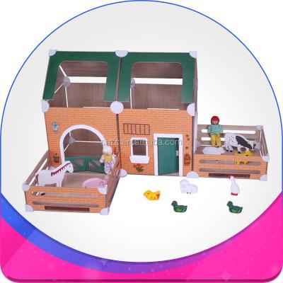 China Brick color wooden playfarm toy game set poultry farm educational design layout for sale