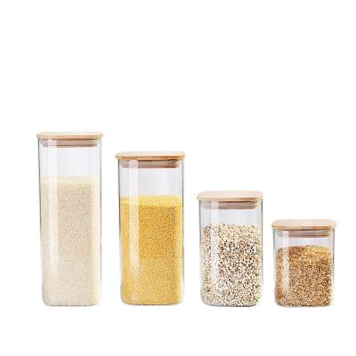 China Kitchen Eco-Friendly Recyclable Airtight High Quality Airtight Storage Container Rice Flour Storage Container Cereal Spice Food Coffee Glass Cylinder Stain Glass Jar for sale