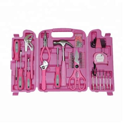 China 149Pcs Work Tool Lady Pink Household Folding Wooden Tool Kit for sale