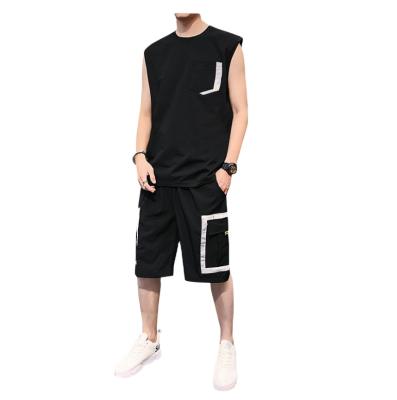 China 2021 New Summer Men's Cotton Tooling Style Casual Shorts QUICK DRY Spring And Sleeve Sports Two Piece Suit for sale