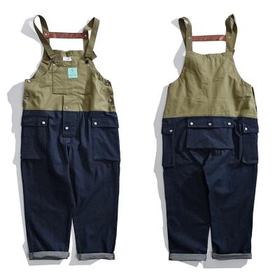 China 2021 Fashion Color Matching QUICK DRY Men's Suspender Strap Denim Pants Overalls for sale