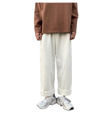 China 2021 Korean Anti-wrinkle Men's Central Institute of Statistics Spring and Autumn Hong Kong Style Washed Loose Straight Casual Pants Pure Color Pants for sale