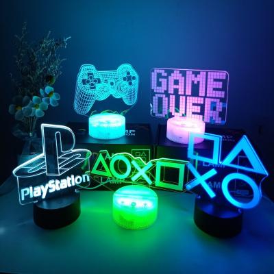 China Modern Wholesale Room Light 7/16 Colors Change Game Console Lcon Logo Acrylic Led Low 3d Night Light for sale