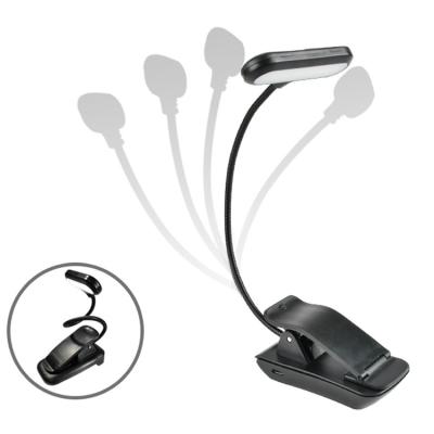 China Modern Hot Sale Dimming 3 Modes Black Adjustable Glow Neck Clip On Book Led Reading Light For Kids for sale