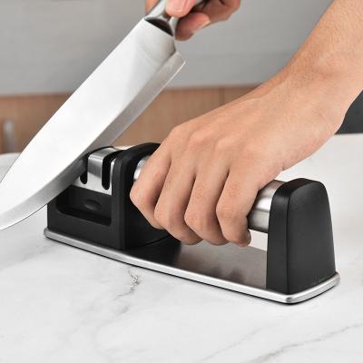 China Portable Smart Ceramic Private Label Edge Hand Held Handheld Handle 2 Stage Smart Manual Knife Sharpener for sale