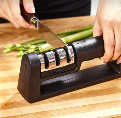 China Portable Stainless Steel Manual 3 Step Kitchen Sharpener Sustainable Customized Professional Knife for sale