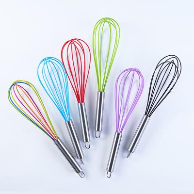 China Viable Stainless Steel Hand Held Silicone Hand Mixer Manual Traditional Egg Beater Beater for sale