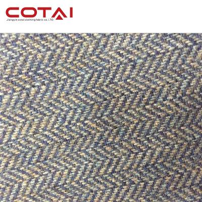 China Wicking Mixed Color Herringbone Raw Wool Fabric 70% Woolen Thin Suit Fabric 1.3cm Small Colorful Thin for sale