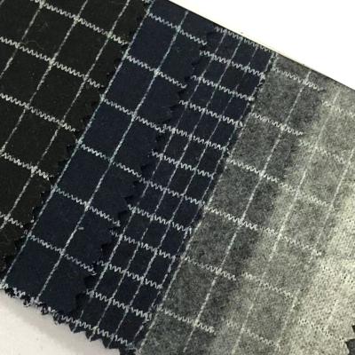 China Spring And Autumn Wicking Single Sided Knitt 40W 600g/m Check Cloth Check Wool Fabric For Men's Wear for sale