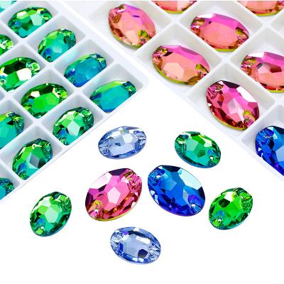 China Pointback Junjiao Factory Price Crystal Oval Sew On Stone Rhinestone Flat Back Glass Volume For Handmade Garment Bags Shoes for sale