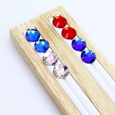 China Pointback Junjiao Factory Wholesale Crystal Stone Round Shape Glass Rhinestone Multi Color Flat Back Sew On Beads For Clothes for sale