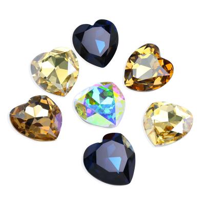 China Pointback Junjiao Heart Shape Rhinestone Point Back Fancy K9 Crystal Stone High Quality Large Loose Stones For Elegant Shoes Decoration for sale