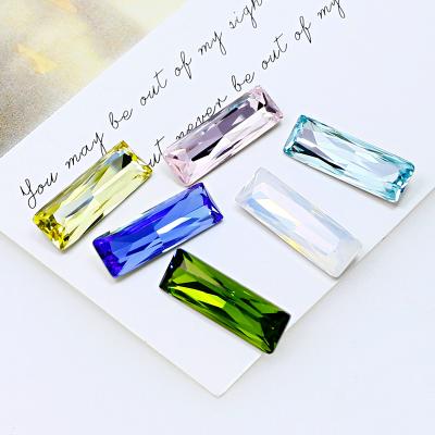 China Pointback Junjiao K9 Crystal Fancy Stone Rectangle Shape For Fashion Dress Making Glass Rhinestones Bulk Wholesale for sale