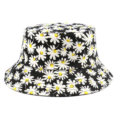 China Amazon COMMON Wholesale Hot Sale All Over Summer Daisy Girls Bucket Hats Covered Custom Logo for sale