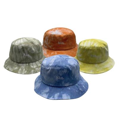 China Wholesale 2021 COMMON Customized Popular Design Tie Dye Satin Striped Bucket Hat Embroidery For Men for sale