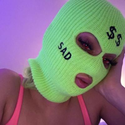 China JOINT Full Face Cover Balaclava Three Neon Hole Crochet Knitted Knit Embroidery Ski Masks Custom Logo for sale