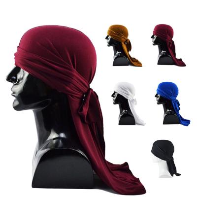 China DecorateÂ   Wholesale Durag Vendor Red And Black Velvet Wave Cap Durags For Man for sale