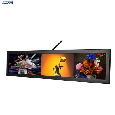 China Indoor Subway 28inch Android Ultra Wide Stretched Lcd Display 1920x360 Shelf Banner Sound Screen for sale