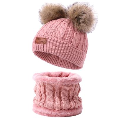 China Best Price Waterproof Kids Knitted Beanie Winter Cap Kids Knit Warm Winter Hat And Scarf Set for sale