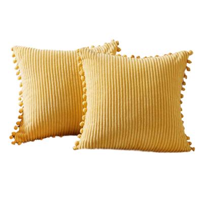 China Cheap Pillow Cover 45x45cm Custom Corduroy Cushion Cover Tassel Pillow Case Portable Cushion Cover for sale