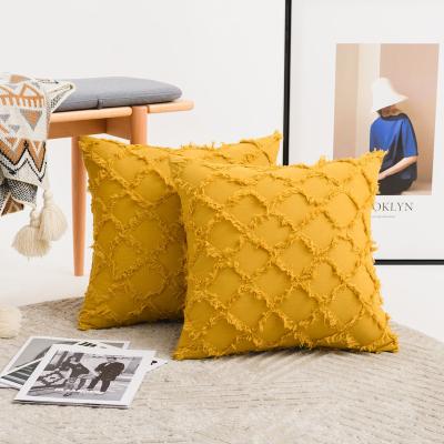 China Sustainable Decorative Boho Tile Blanket Cotton Linen Jacquard Pattern Cushion Cover With Square Zipper Pillow Cases For Couch Sofa for sale