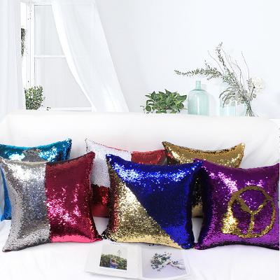 China New Modern Minimalist Sofa Decoration Cushion Cover Embroidery Mermaid Sequin Pillow Case Makers for sale