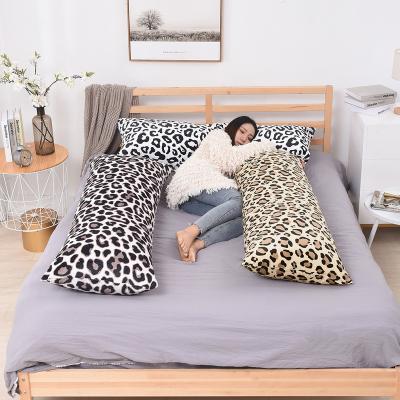 China Soft In Stock Long Velvet Leopard Print Animal Body Pillow Covers 100% Polyester Pillow Case for sale