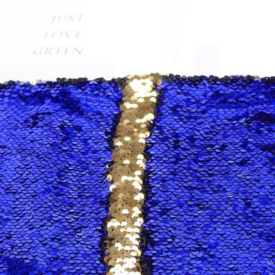 China Wholesale Double Color Mermaid Blue Anti-static Sequin Fabric Cashmere Suede Sequins Embroidered Fabric HT-PUPSEF-A for sale