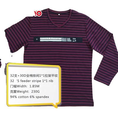 China 32' viable S driver stripe rib with spandex/cotton/spandex/rib/knitted/fabric/men/boy/girl/women/lady/dress/garment/polo/T-shirt for sale